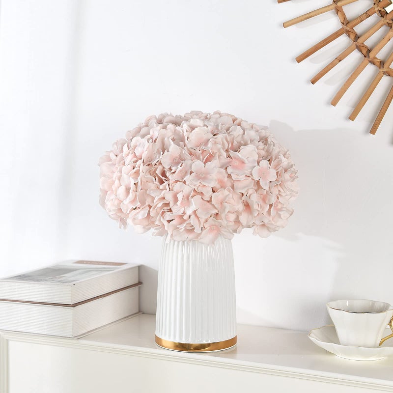 LUSHIDI 10PCS Artificial Hydrangea Flowers  Fake Hydrangea Silk Flowers Heads with Stems for Wedding Home Party Shop Baby Shower Decoration-Light Pink - Image 2